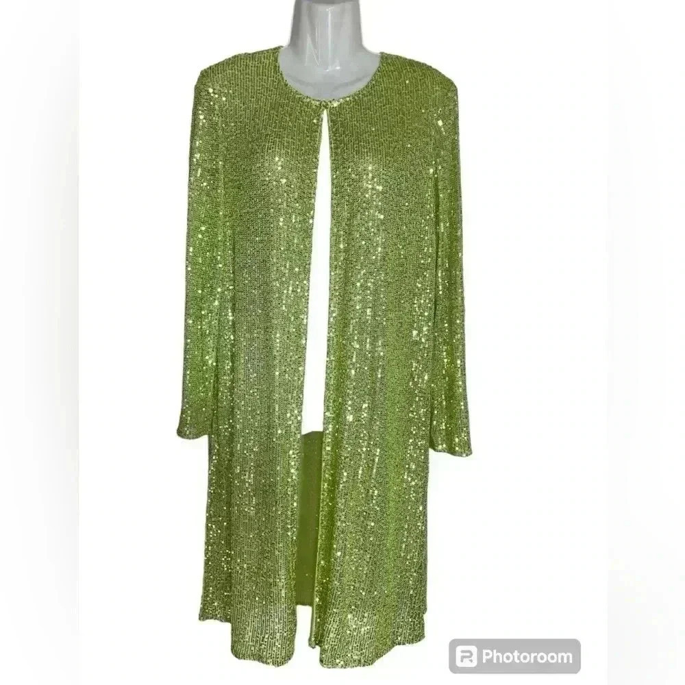Anne Klein Sequinned Duster side slit cardigan sz S